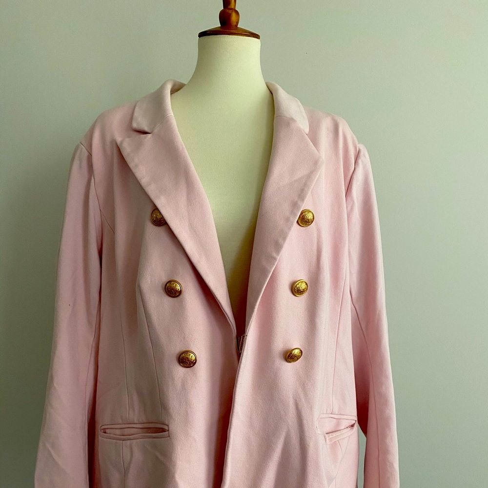 Lane Bryant size 26 cotton knit blazer blush pink